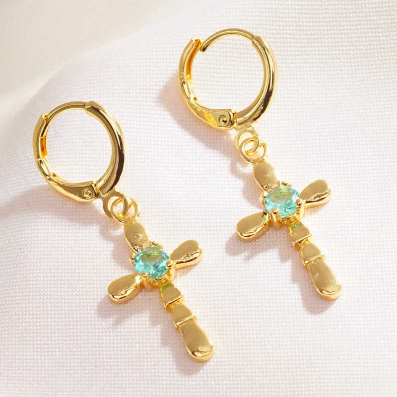 

Gold Cross Earrings Pave Zirconia Crystal Long Earrings for Women Fashion Dangle 2020 New