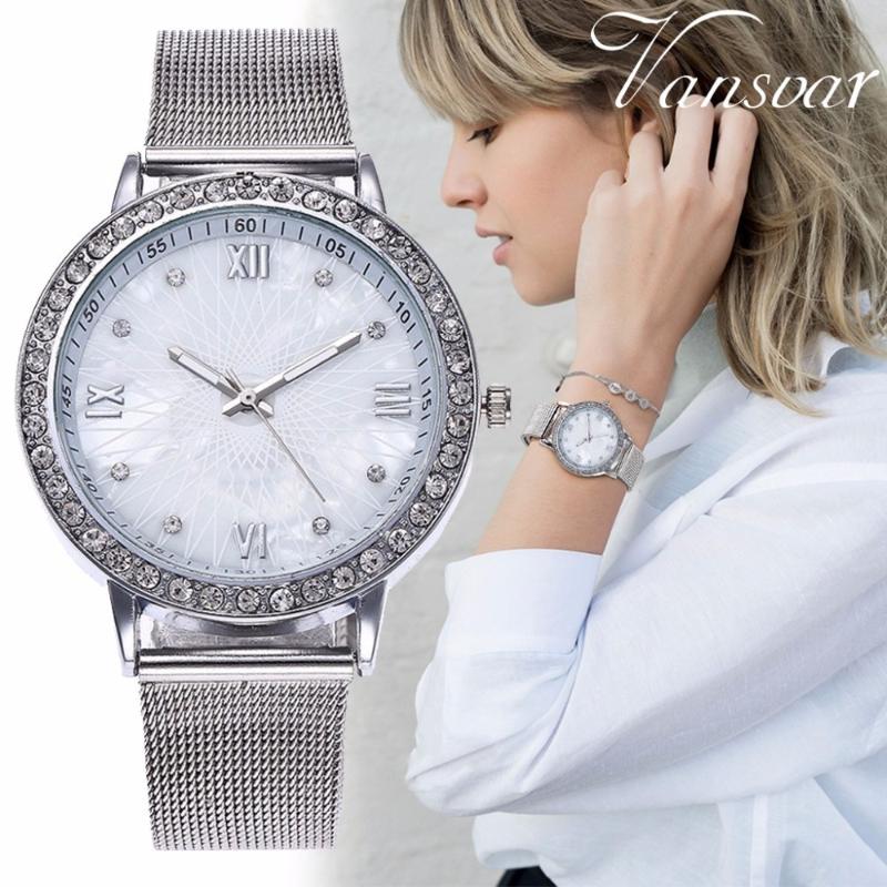 

Fashion Women Rhinestone Watches Casual Ladies Watch Silver & Rose Gold Wristwatches Gift Clock Relogio Feminino Hot