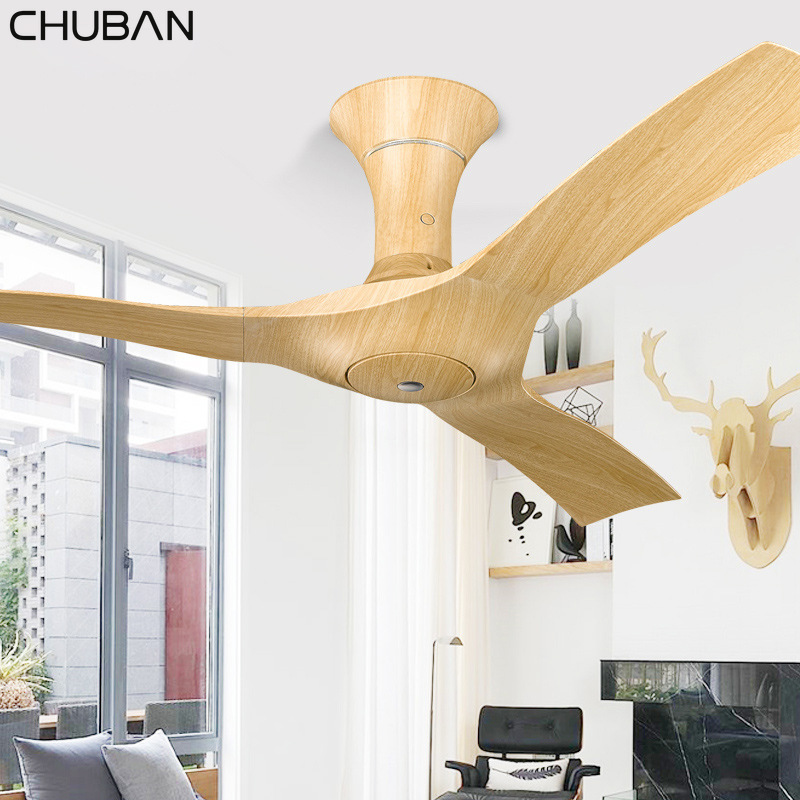 

LED Ceiling Fans Lamp for Living Room 110V 220V Wooden Ceiling Fan with Lights 52 Inch Blades Cooling Remote Dimming Fan