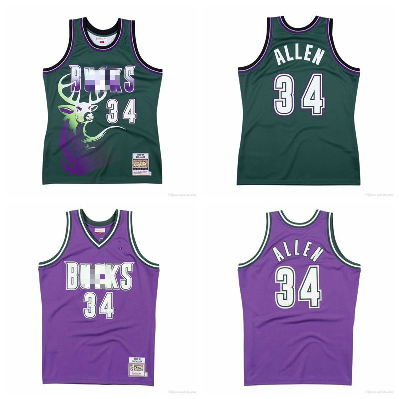 

Men Milwaukee Bucks Ray Allen Mitchell & Ness Navy Alternate 1996-97 2000-01 Hardwoods Classics Authentic Jersey, Black;red