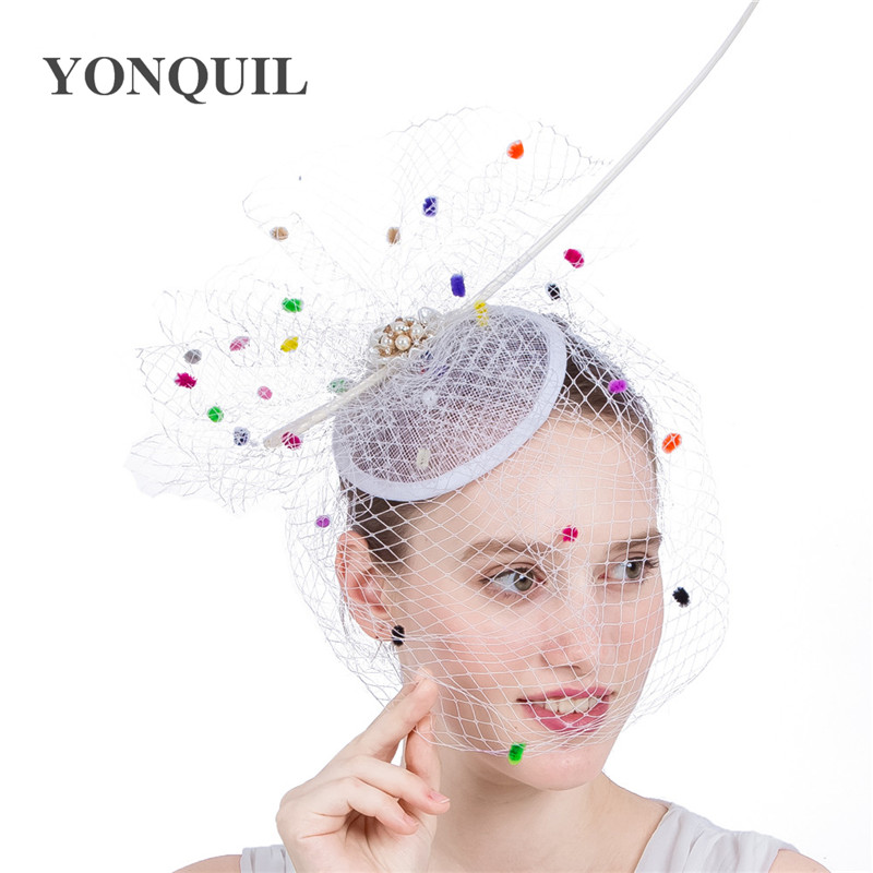 

new Church Brand hats Hairband for women wedding top veils fascinator hats veilling dot mesh hair accessories hats feather headwear SYF176