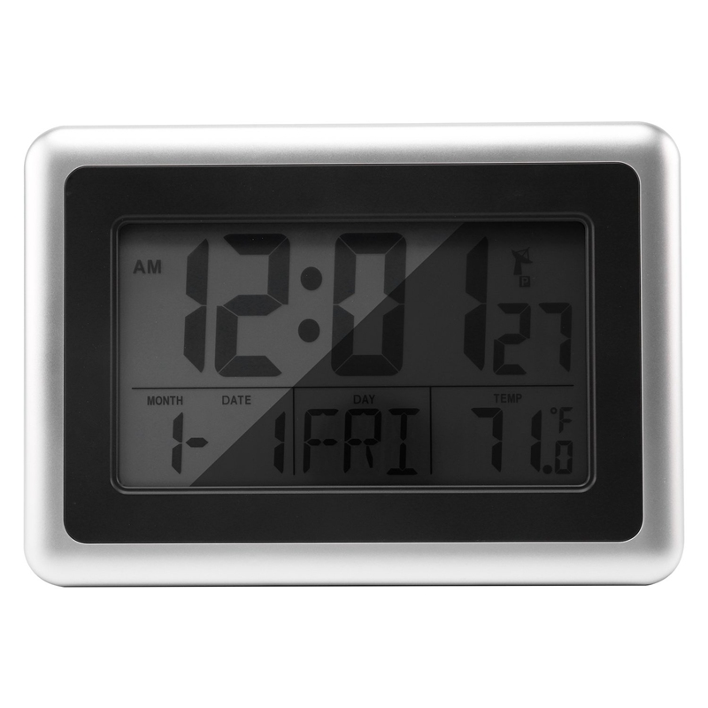 

Digital Wall Clock, Large Lcd Display, Battery Operated, Indoor Temperature, Calendar, Table Standing, Snooze Without Bac