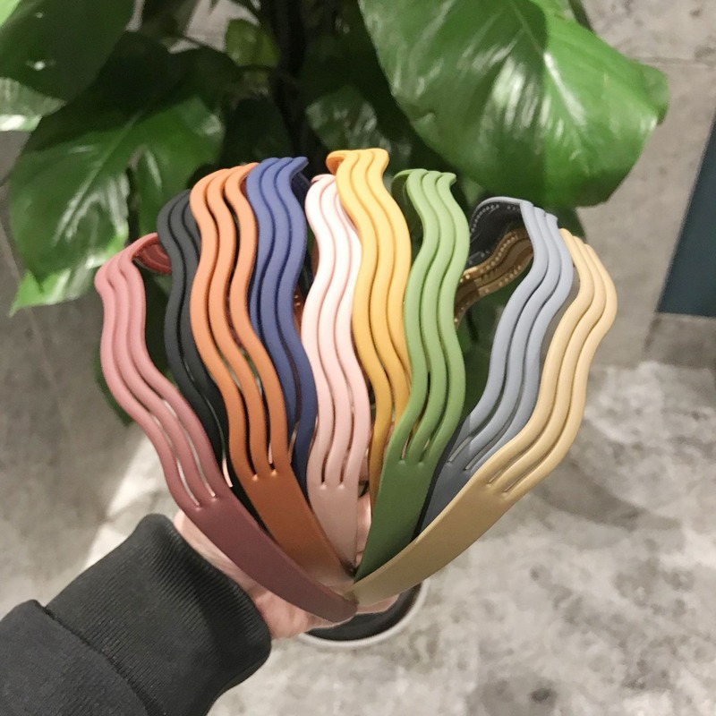

Fashion Hair Band Headbands for Hair Woman Frosted Candy Color Multi-layer Wave Hoop Bezel Hairband Girls Accessories