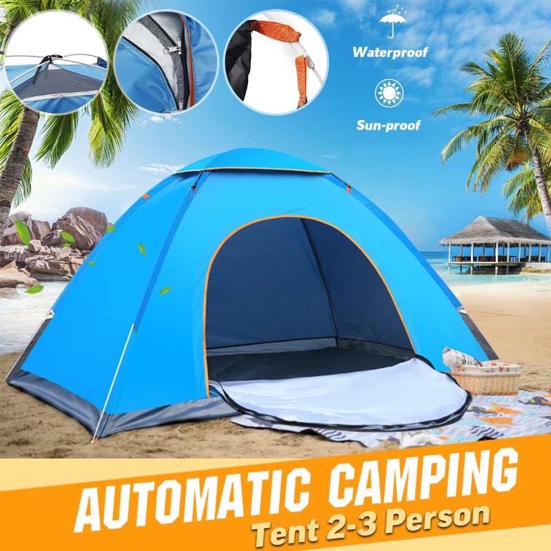 

Tents And Shelters 2-3 Person Portable Outdoor Foldable Tent Waterproof Automatic Instant Open Camping Hiking Fishing Travel Anti UV Sun Sha