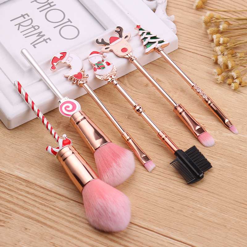

Wholesale 5 Sets Make Up Brushes Set Synthetic Fiber Christmas Gift Eyeshadow Eyebrow Foundation Cosmetics Pinceis De Maquiagem