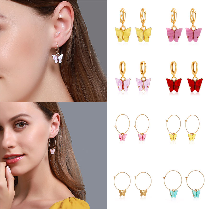 

Fashion Classic Butterfly Acrylic Earrings For Women Girls Hot sell Sweet Colorful Animal Stud Ear Jewelry Party Gifts