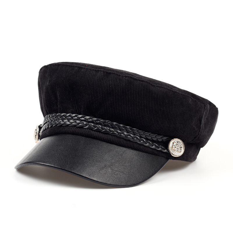 

Berets 2021 Fashion Woman Men Sboy Hat British Style Beret Sun Flat, Black