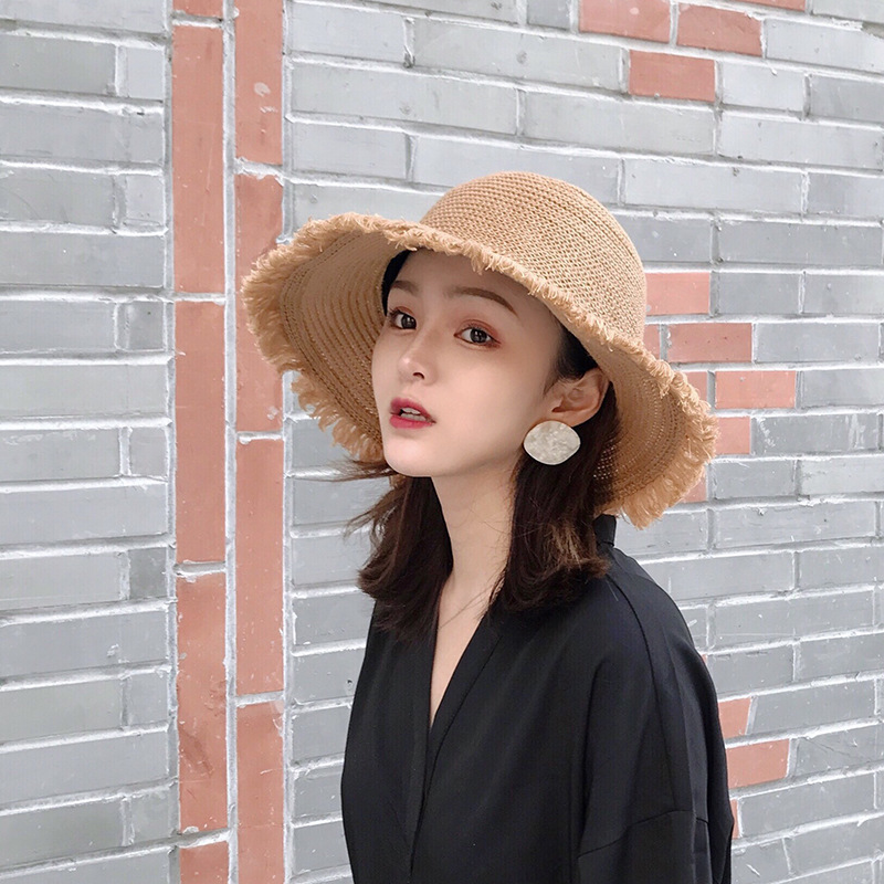 

RUBY VICKY Handmade Weave Raffia Large Brim Straw Hat Outdoor Beach Summer Caps Sun Hats For Women