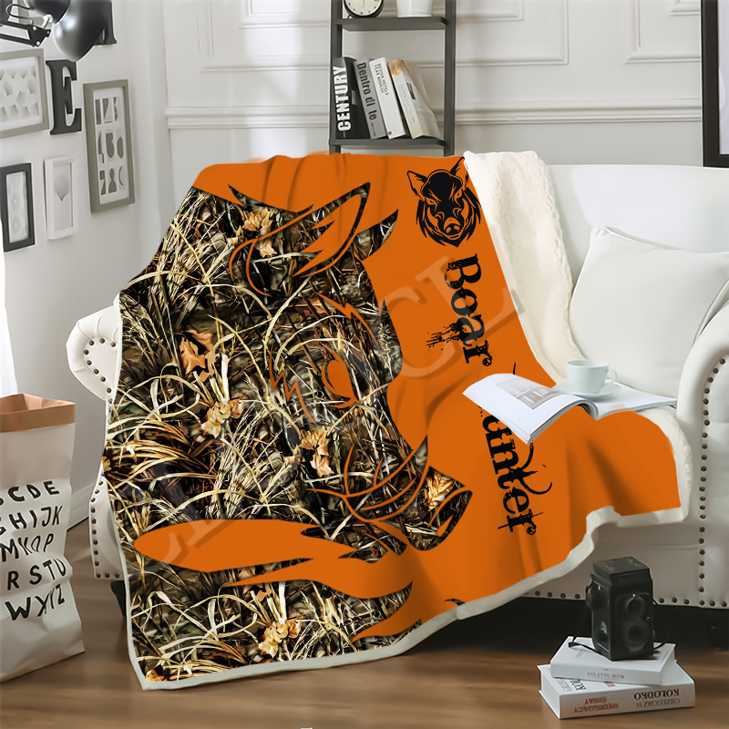 CLOOCL Factory Wholesale Hunting Wild Boar Blankets 3D Print Animal Pig Double Layer Sherpa Blanket on Bed Home Textiles Dreamlike Style-image-585850755