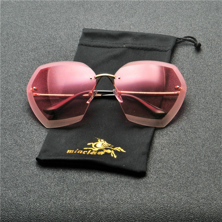 

Hot Frameless One Piece Sunglasses For Men Women 2020 Sun Glasses Male Vintage Alloy Gradient Round Red Eyewear NX