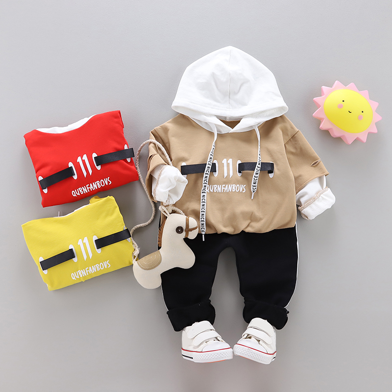 

2Pcs Kids Fashion Baby Boys Girls Clothing Cotton Sport Outfits Long Sleeve Simply Cute Hoodies Tops Pants Trousers Sets, Yellow