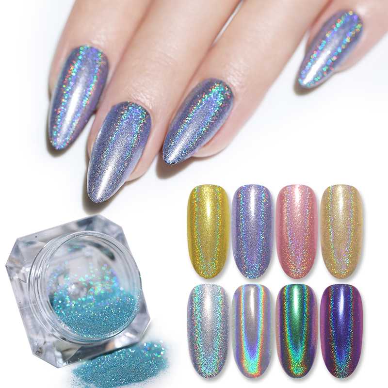 

1 Box Nail Glitter Powder Shinny Gold Sliver Nail Art Chrome Pigment Dust Power UV Gel Polish Decoration