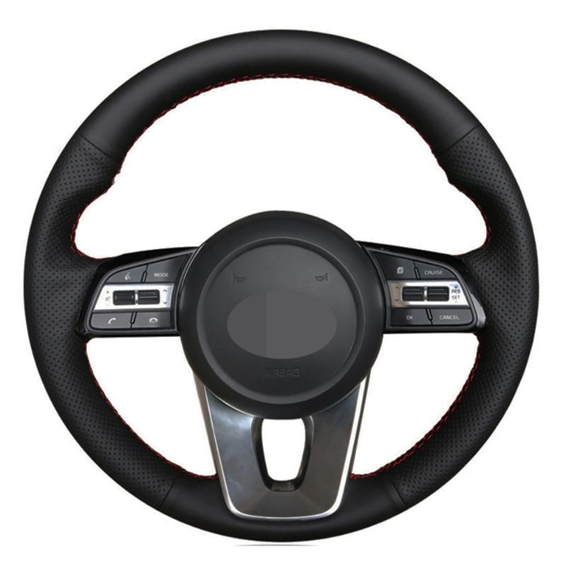 

Car Steering Wheel Cover DIY Hand-stitched Black Genuine Leather For Kia K5 Optima 2020 Cee'd Ceed 2020 Forte Cerato (AU