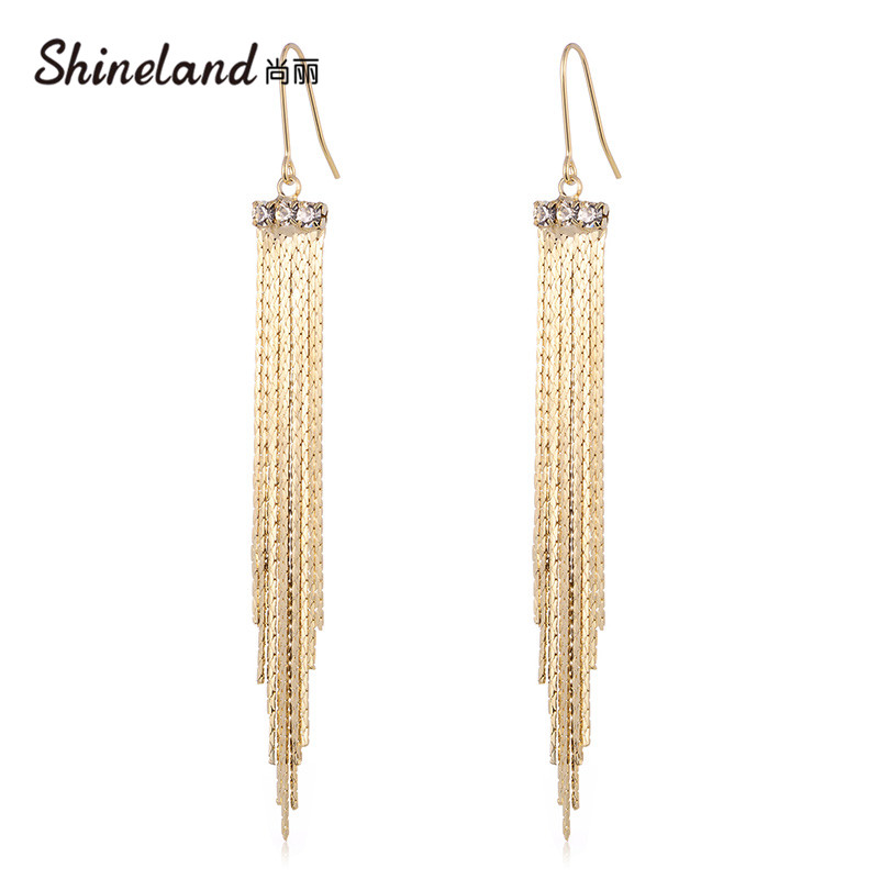 

Shineland Vintage Long Drop Earrings Metal Tassel Dangle Earring for Women Punk Statement Jewelry pendientes mujer moda