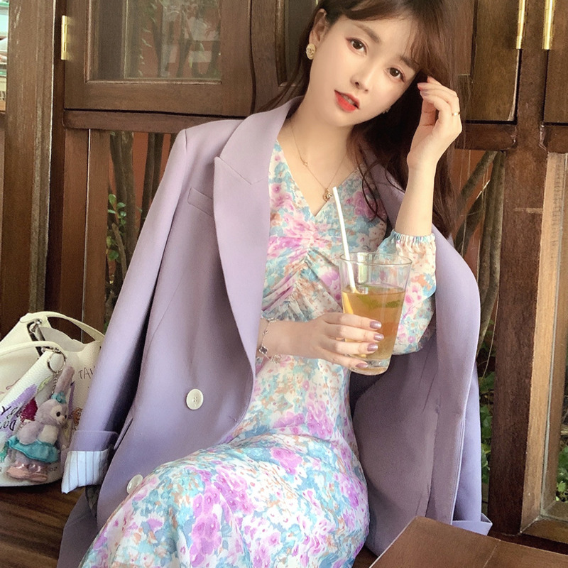 

Purple Small Suit Jacket Coat Female 2020 Summer New Korean Office Lady Suit Coats Fashion Casual Blazer Office Outerwear, Black