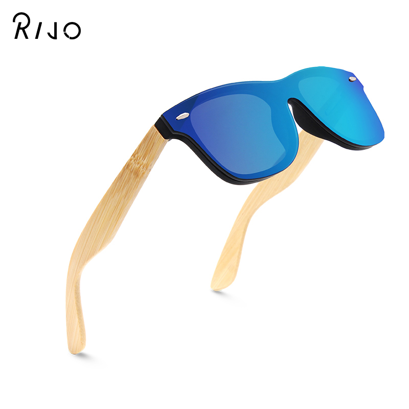 

RIJO square polarized sunglasses men's bamboo frame gradient mirror coating sunglasses outdoor driving fashion high q