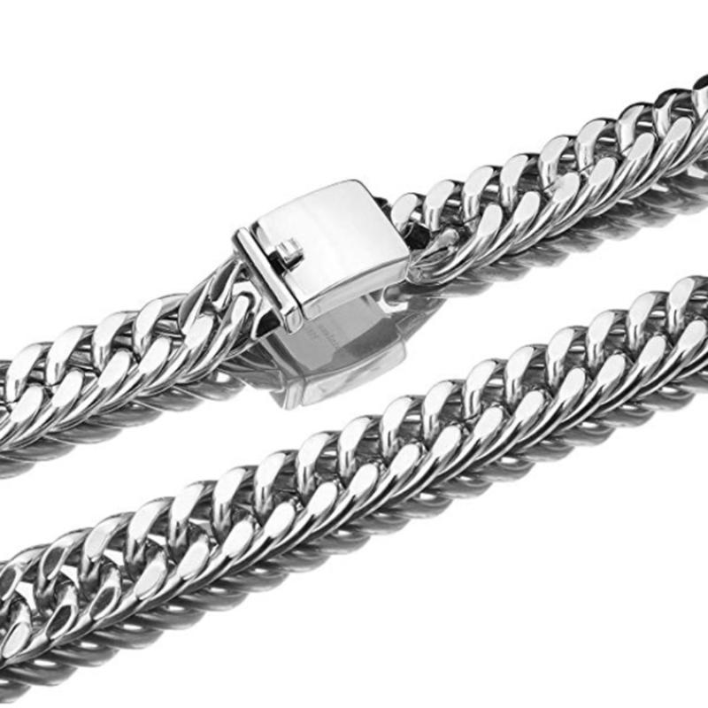 

Top Polishing Silver Color Biker Men Necklace Or Bracelet Stainless Steel Jewelry 15mm Wide 7-40 Inches Curb Cuban Link Chain