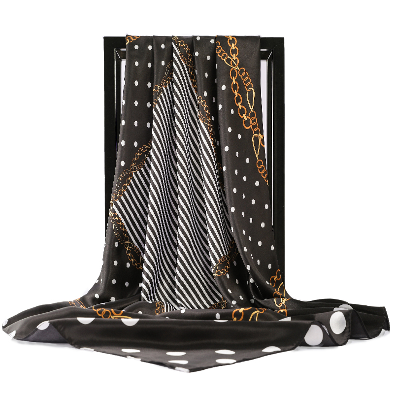 

Twill Silk Women Scarf Dot Pattern Print Neck Square Scarves High Quality Head Bandana Office Lady Foulard Hijab Silk Shawls