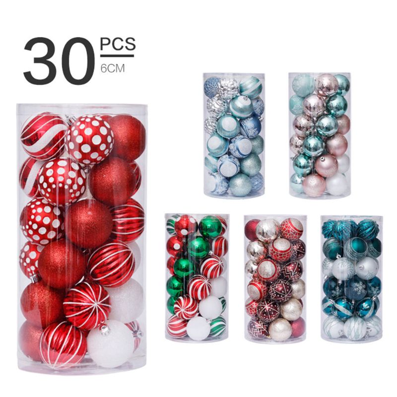 

1 Set 6cm/30 Pcs Christmas Balls Ornaments Holiday Party Wedding Xmas Tree Hanging Decorations