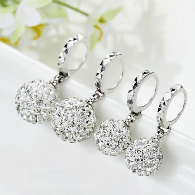 

Elegant Full Crystal Zircon Round Ball Pendant Drop Earring For Woman Party Wedding Jewelry Wholesale S-E25