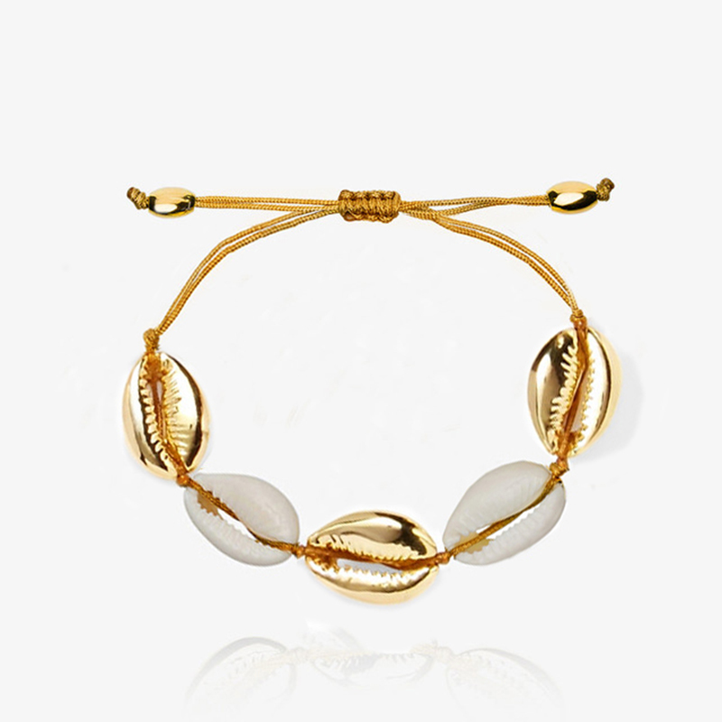 

New arrival natural Puka in the form of a shell gold bracelet in the form of Cowrie shell Bracelets boho fashionable beach