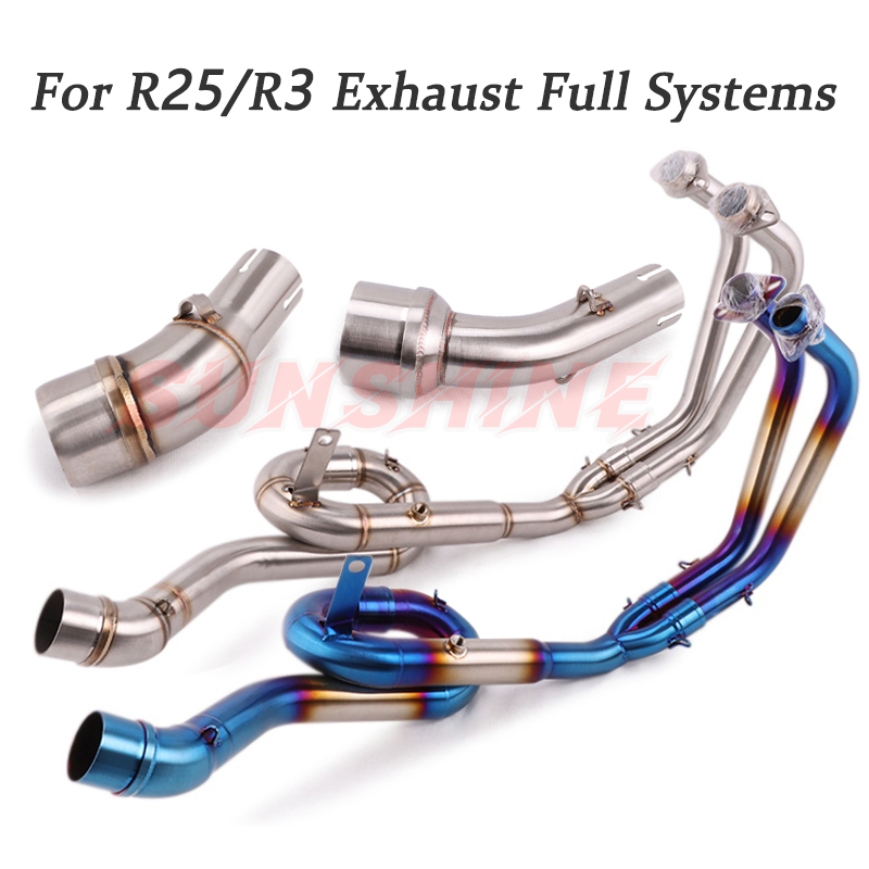 

Exhaust Full Systems Motorcycle Pitbike Slip-on Modified Front Pipe Stainless Steel 304 Mid Pipe For YZF R25 R3 MT 03 R 25 R 3