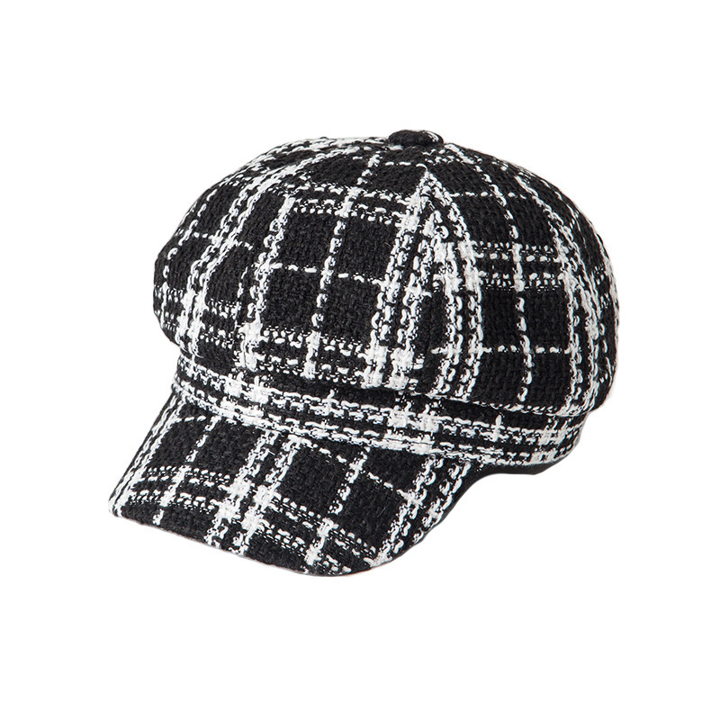 

Brand Classic Lattice Beret Hat For Female Spring Summer Octagonal Hats Elegant Thicken Berets Painter Cap For Women, White