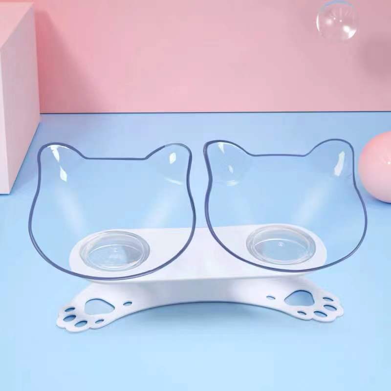 

Elevated Bowls For Cats Durable Cat Double Bowls Raised Stand Cat Feeding Bowl Mat Dog Feeder Pet Supplies