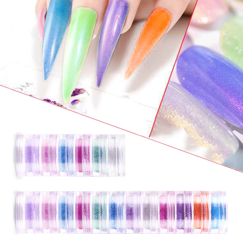 

6/12 Colors Pearlescent Shimmer Nail Powder Set Shinny Colorful Nail Glitter Powder Chrome Pigment Manicure Art Decorations