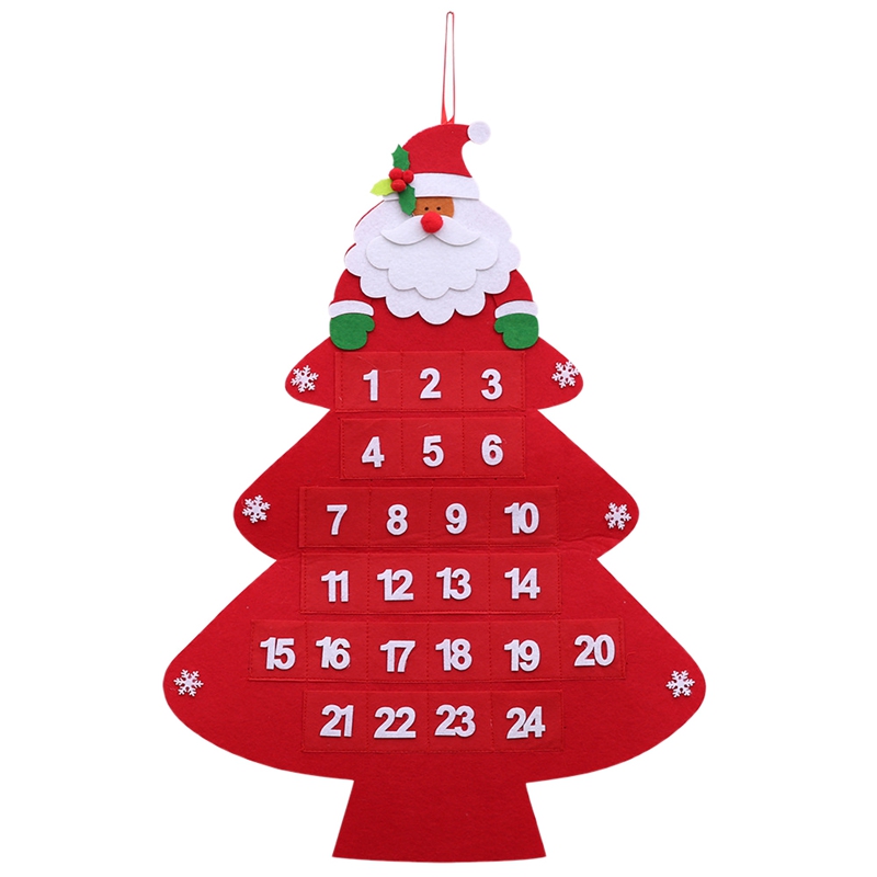 

Christmas Hanging Advent Calendar Countdown To Christmas Tree Gift Ornaments Decorations Santa Claus Calendar with Small Pockets