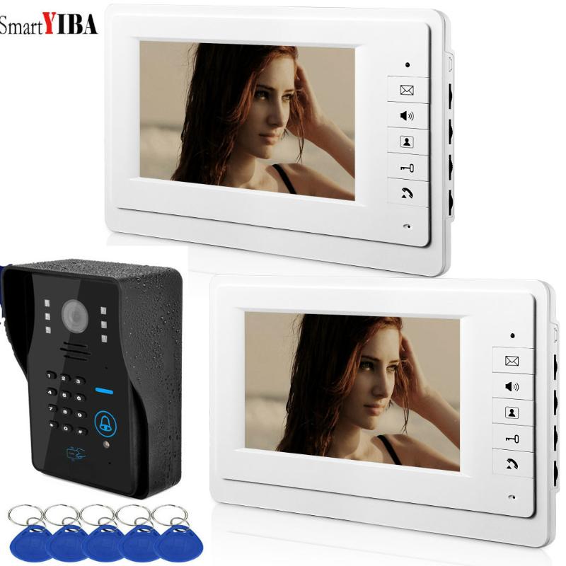 

SmartYIBA Apartment 7" Color LCD Video Intercom Doorbell RFID/Password Unlock Access Door Camera Doorphone System