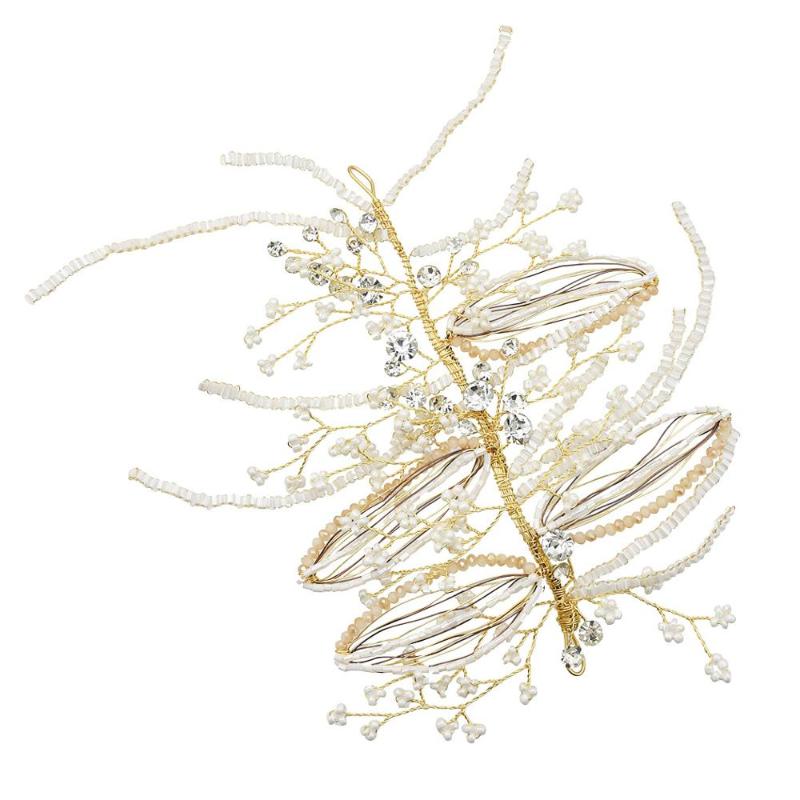 

Bride Ornaments Wedding Dress Headwear Bride Bridal Flower Crystal Rice Beads Simulated Pearls Hairpins Clips Hair Ornaments