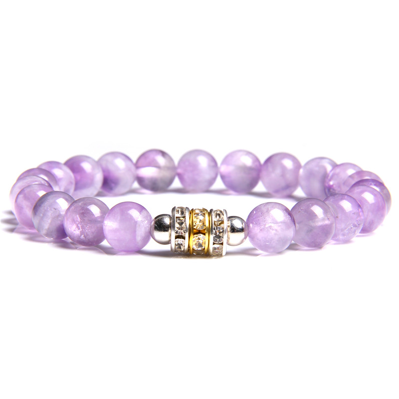 

Natural Dream Amethysts Quartz Beads Bracelet Light Purple Energy Gem Stone Women Stretch Beaded Charm Bracelet Jewelry Gift