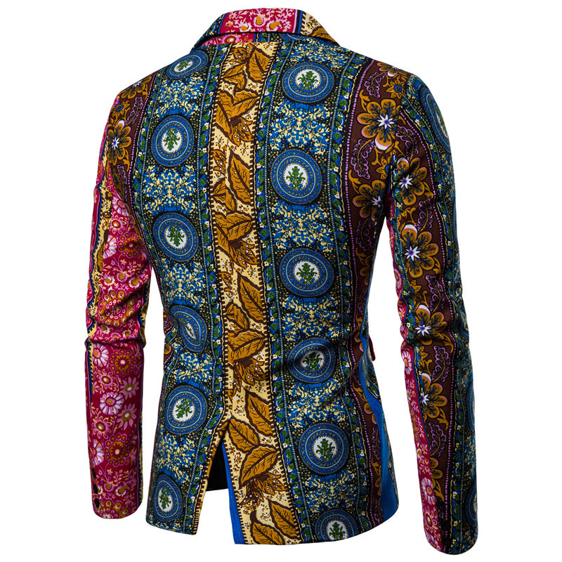 

2020 Designs African Style Men Blazers Linen Stitching Printing Dyeing Jacket for Men Summer Fashion Suit Blazer Male Coat, Color 2