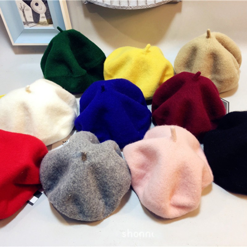 

Lady Berets Hat Wool Solid Color Cap Women Painter Vintage Berets Caps Female Bonnet Warm Walking Hat Wholesale Drop New, Yellow