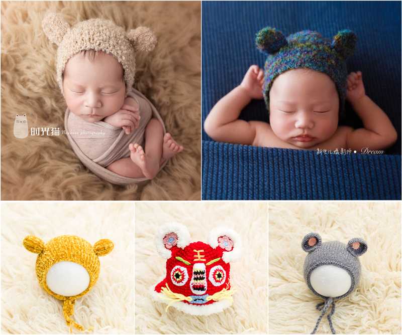 

Dvotinst Newborn Photography Props for Baby Knit Crochet Cute Animals Bonnet Hat Fotografia Accessorio Studio Shoots Photo Props, Yellow