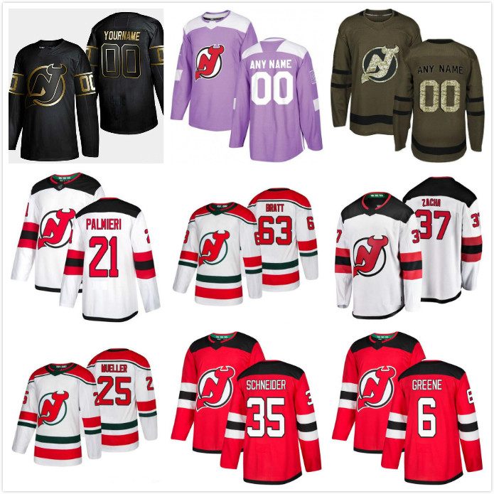 

Customization 2020 News New Jersey Devils Hockey Jerseys Multiple styles Mens 35 SCHNEIDER GREENE Custom Any Name Any Number Hockey Jerseys, Black;red