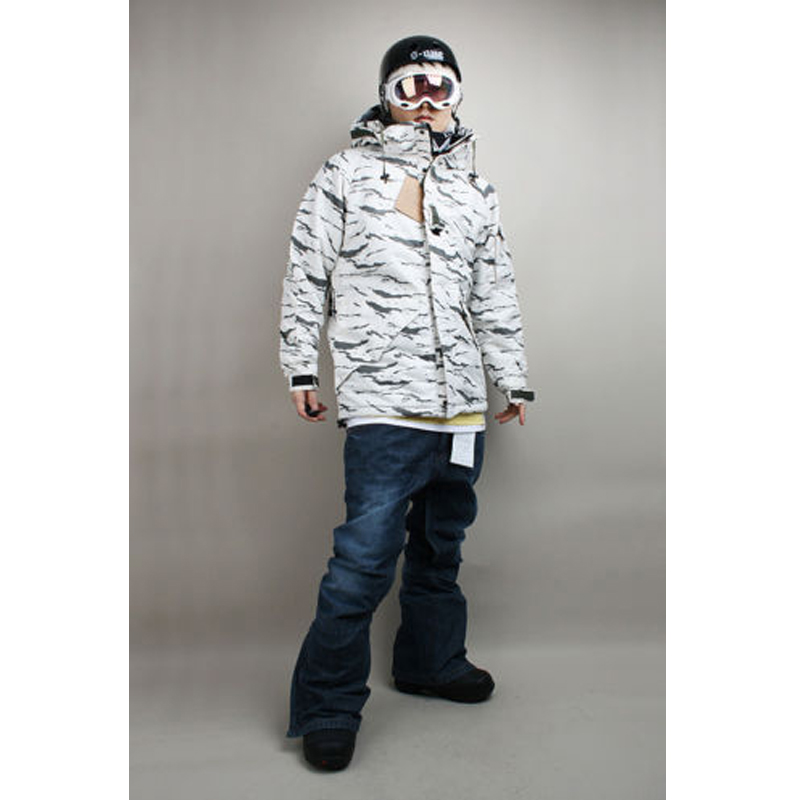 

New "Southplay" Winter Waterproof 10,000mm Skiing Snowboard White Sand Jacket With Denim Pants Sets, As pic