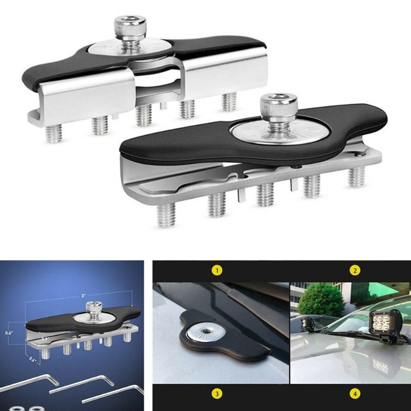 

2pcs Headlight No Drilling Clamp Holder Truck Auxiliary Universal Hood Mounting Work Light Bracket Car Engine Cover Pillar