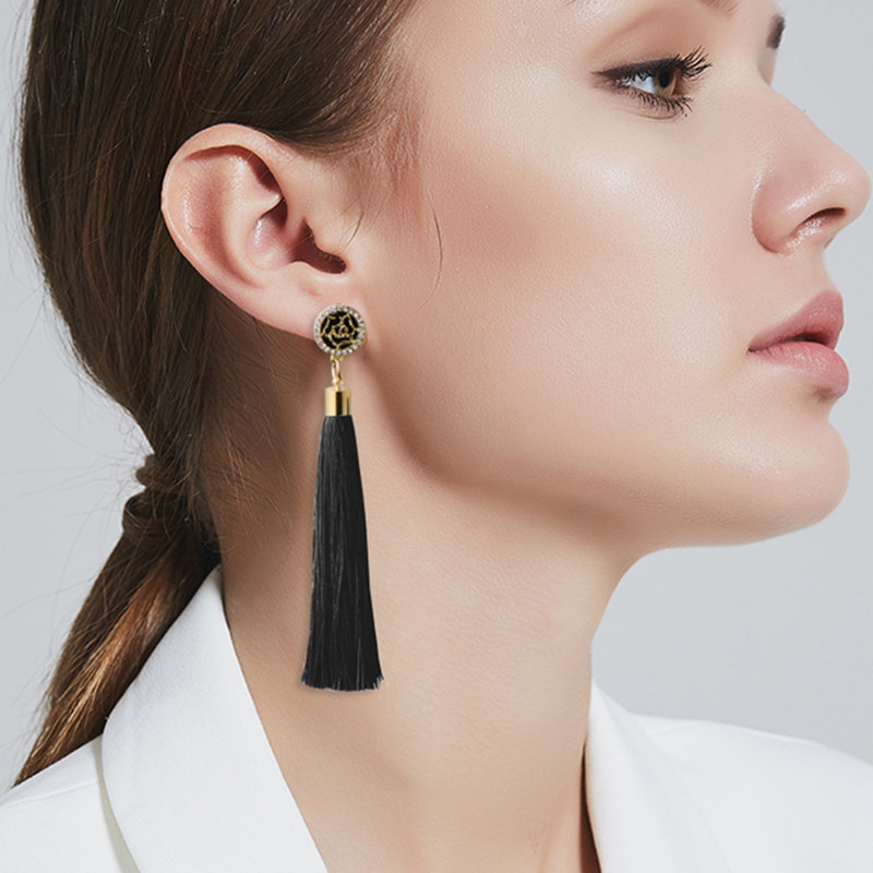 

Meyfflin Rose Flower Tassel Earrings for Women Bohemian Boho Silk Fringed Statement Drop Long Earring Jewelry Ethnic brincos New