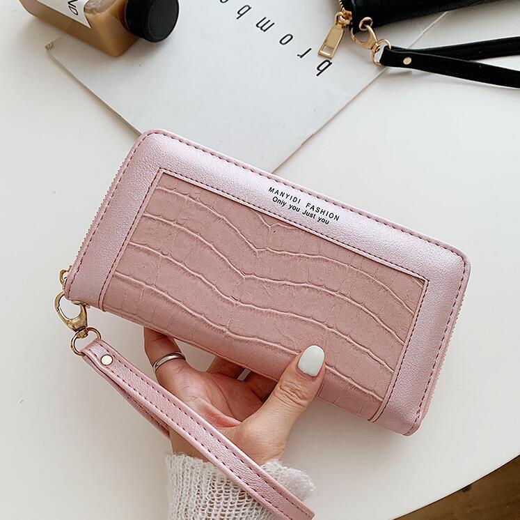 

Factory wholesale women handbag multifunctional embossed leather wallet Joker Stone long walletes fashion leathers clutch wallets, Brown(boutique box)