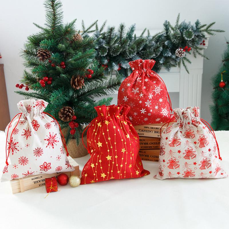 

4 Pcs Lovely Creative Candy Pouch Linen Bag Christmas Gift Bags for Home