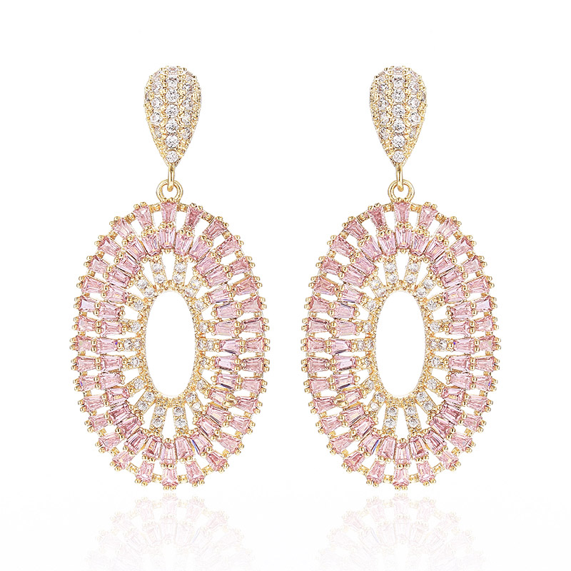 

XIUMEIYIZU Luxury Jewelry Hollow Oval Dangle Earrings Pave Zircon Trendy Stone Drop Earrings Wholesale Fashion Women