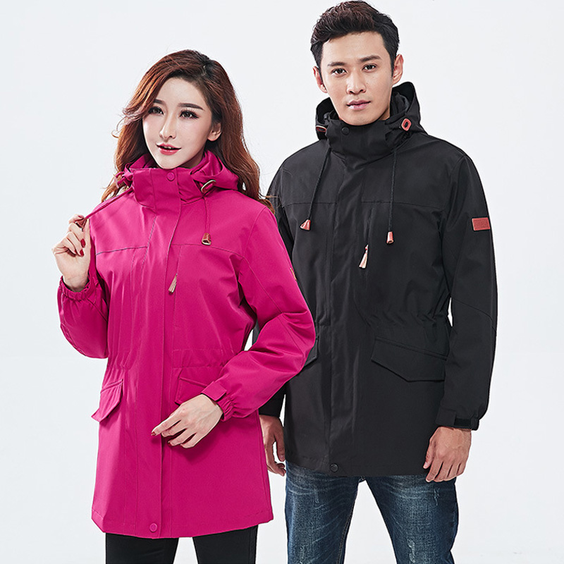 

New men Women Winter jacket long Parkas coat male outdoors Thermal Windbreaker men women waterproof windproof velvet jackets, Women dark rose red