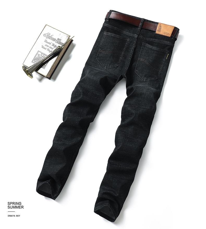 

Black Ash Jeans Men Straight Easing Tension LinYe911, Dark ash