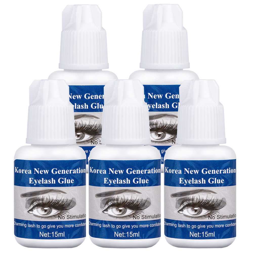 

5 Bottles Eyelash Extension Glue Professional Lash Glue 15ml From Korea Last Over 6 Weeks 4-6S Fasting Drying HPNESS