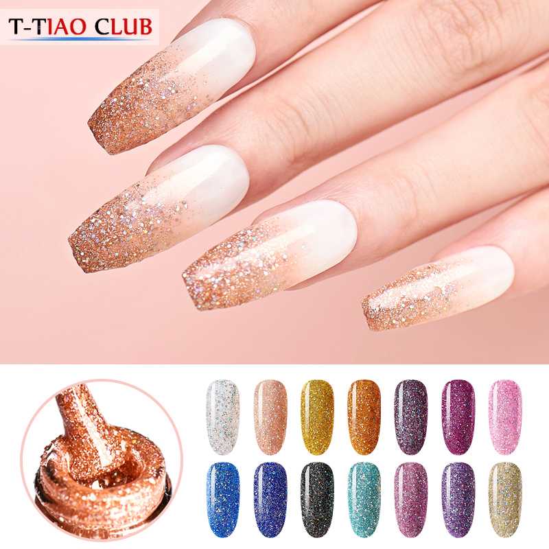 

T-TIAO CLUB Glitter Platinum Nail Gel Polish Base Top Coat UV LED Soak Off Gel Varnish Semi Permanent Nail Art Lacquer Manicure, M30429