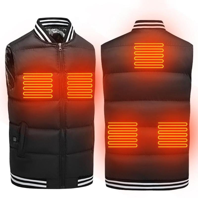 

Winter Outdoor Men Electric Heated Vest USB Heating 3 Temperature Levels Safe Electric Warm Vest For Camping Hiking Skiing VIP, As pic