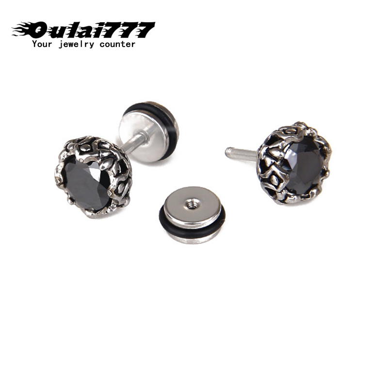 

Stud Stainless Steel Crystal Earrings Women Earring 2021 Personalise Color Black Fashion Girl Perforated Small Friend Wholesale