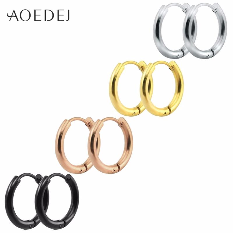

AOEDEJ Korean Hoop Earring 316L Stainless Steel Hoop Earring Huggie GD Boys Earrings Circle Round Earrings for Women Man Jewelry